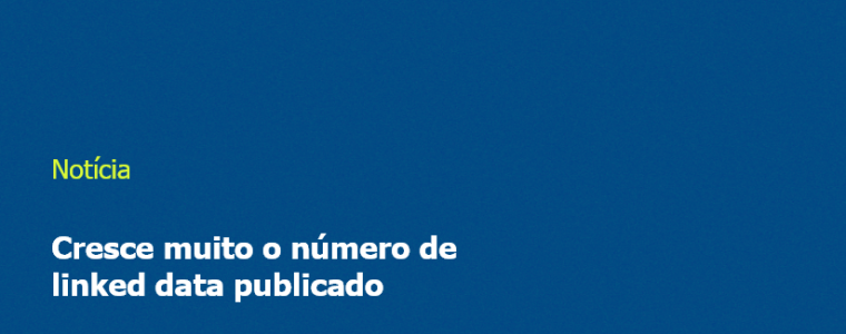 Imagem com o fundo azul e escrito "Cresce muito o número de linked data publicado"